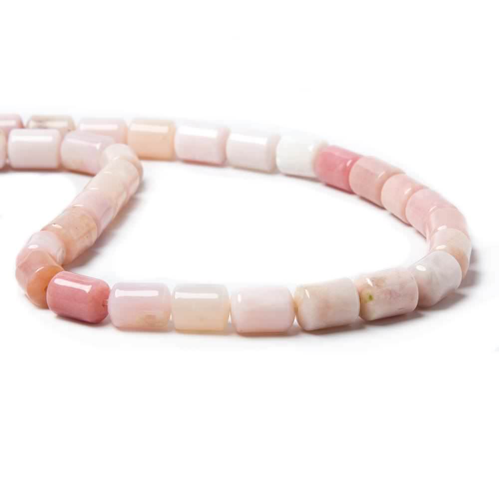 7mm diameter Pink Peruvian Opal unfaceted tube beads 14 inch 37 pieces - Beadsofcambay.com