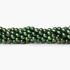 7mm Emerald Green Straight Drilled Oval Pearls, 15 inch, 63 pieces - Beadsofcambay.com