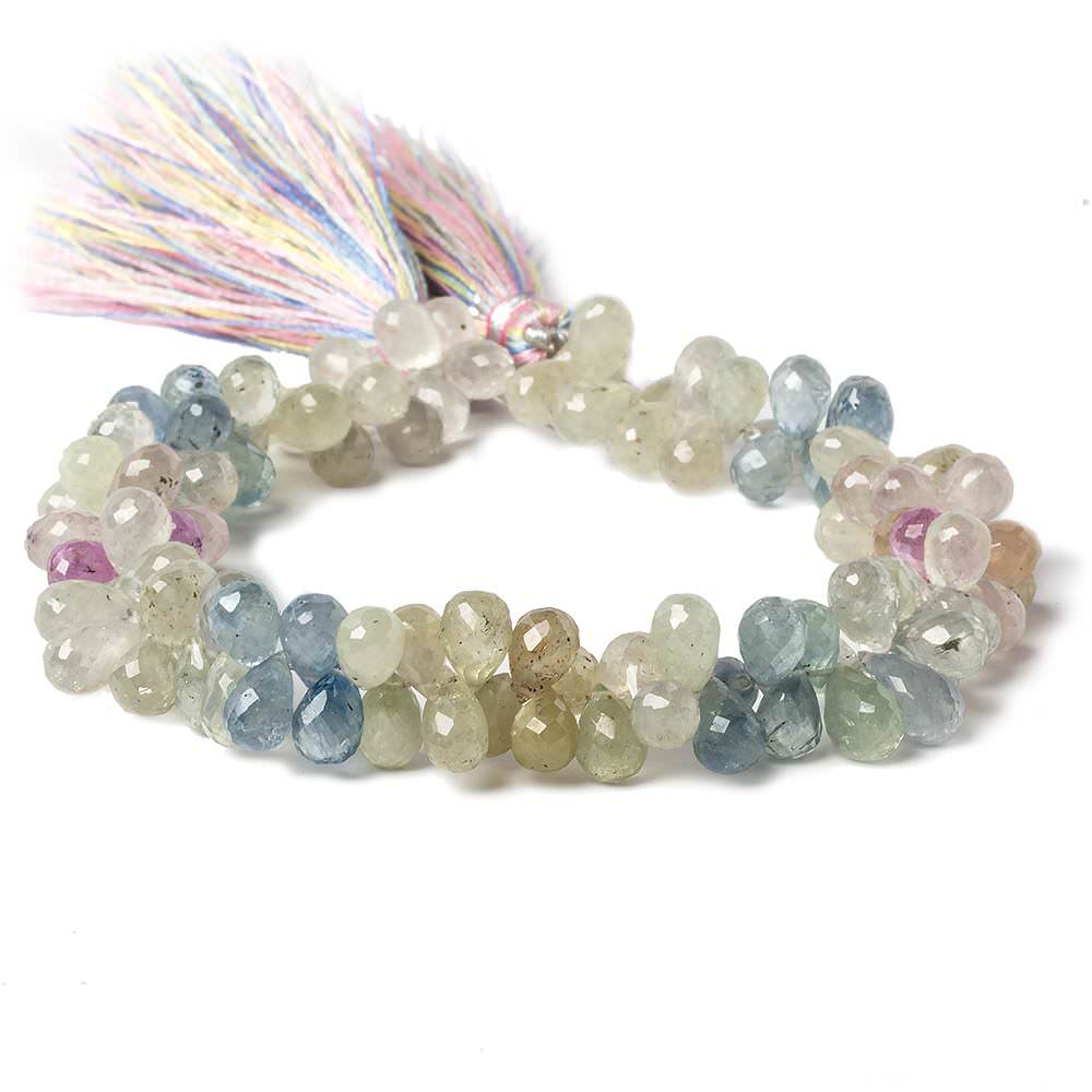 7mm Fancy Sapphire Faceted Tear Drop Beads 8 inch 110 pieces - Beadsofcambay.com