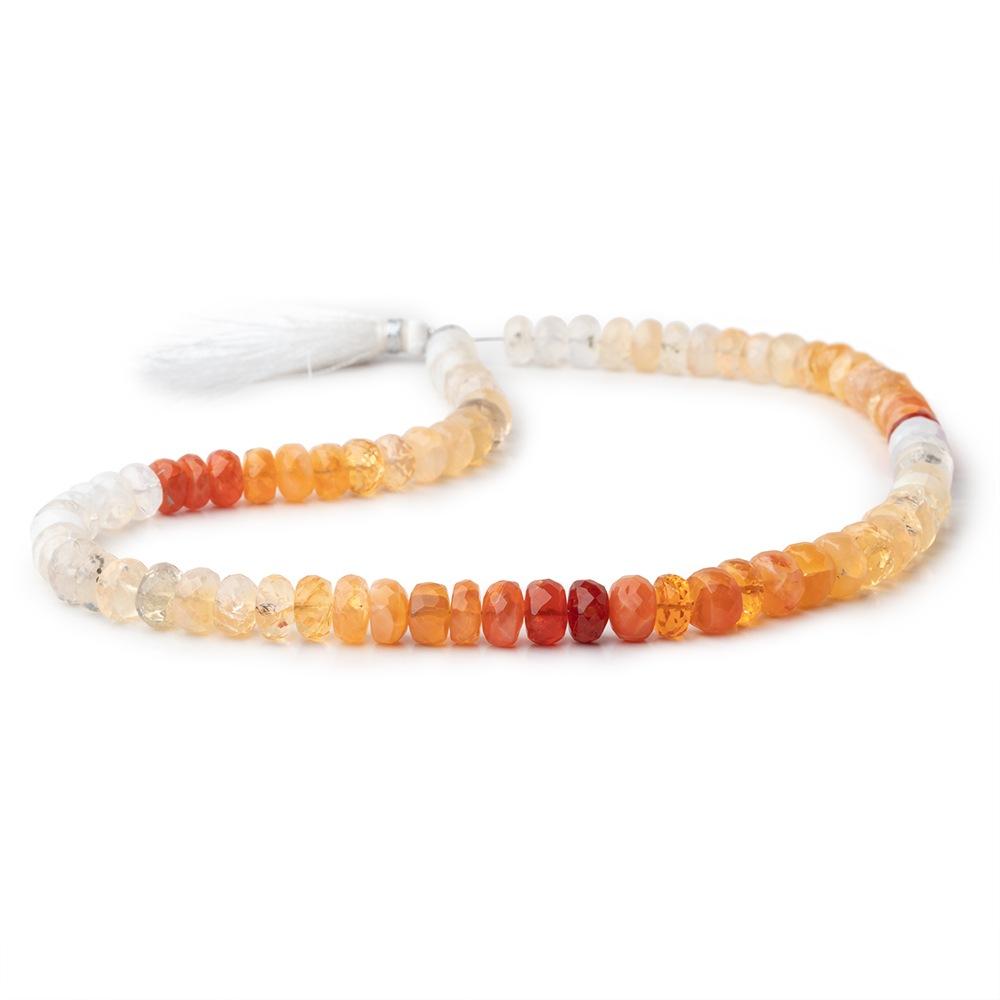 7mm Fire Opal Faceted Rondelle Beads 15 inch 82 pieces - Beadsofcambay.com