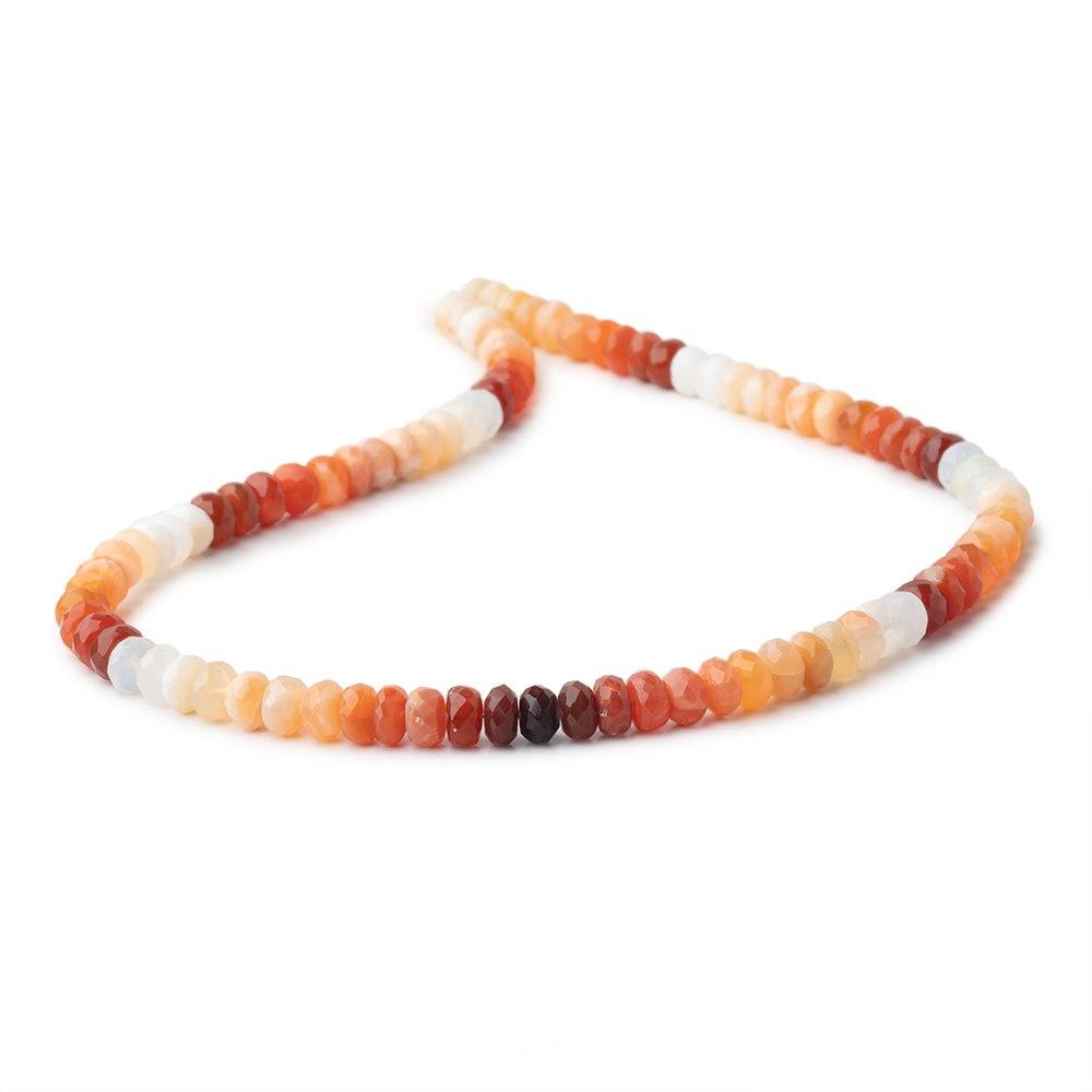 7mm Fire Opal Faceted Rondelle Beads 17 inch 95 pieces - Beadsofcambay.com