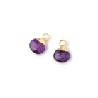 7mm Gold Leafed Amethyst Faceted Heart Set of 2 Pendants - Beadsofcambay.com