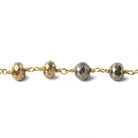 7mm Gold plated Pyrite & Pyrite faceted rondelle Gold plated Chain by the foot - Beadsofcambay.com
