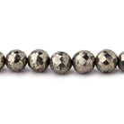 7mm Golden Pyrite faceted round beads 8 inch 32 pieces - Beadsofcambay.com