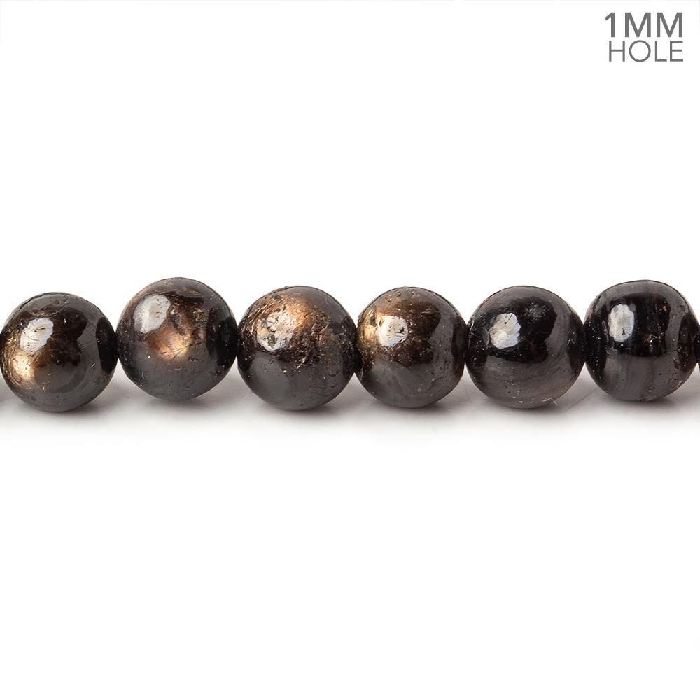 7mm Golden Sheen Chocolate Sapphire Plain Rounds 16 inch 59 beads A 1mm large hole - Beadsofcambay.com