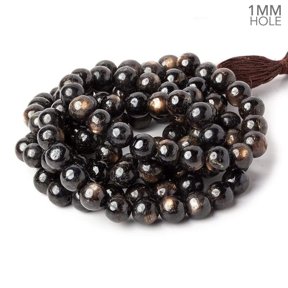 7mm Golden Sheen Chocolate Sapphire Plain Rounds 16 inch 59 beads A 1mm large hole - Beadsofcambay.com