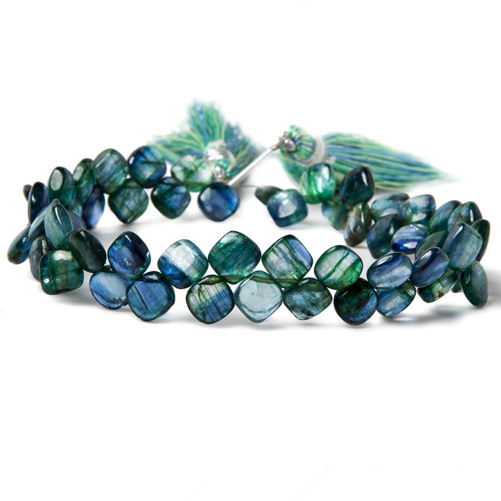 7mm Green & Blue Kyanite plain pillow beads 8 inch 55 pieces AA - Beadsofcambay.com