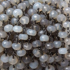 7mm Grey Chalcedony rondelle Black Gold Chain by the foot 27 pieces - Beadsofcambay.com