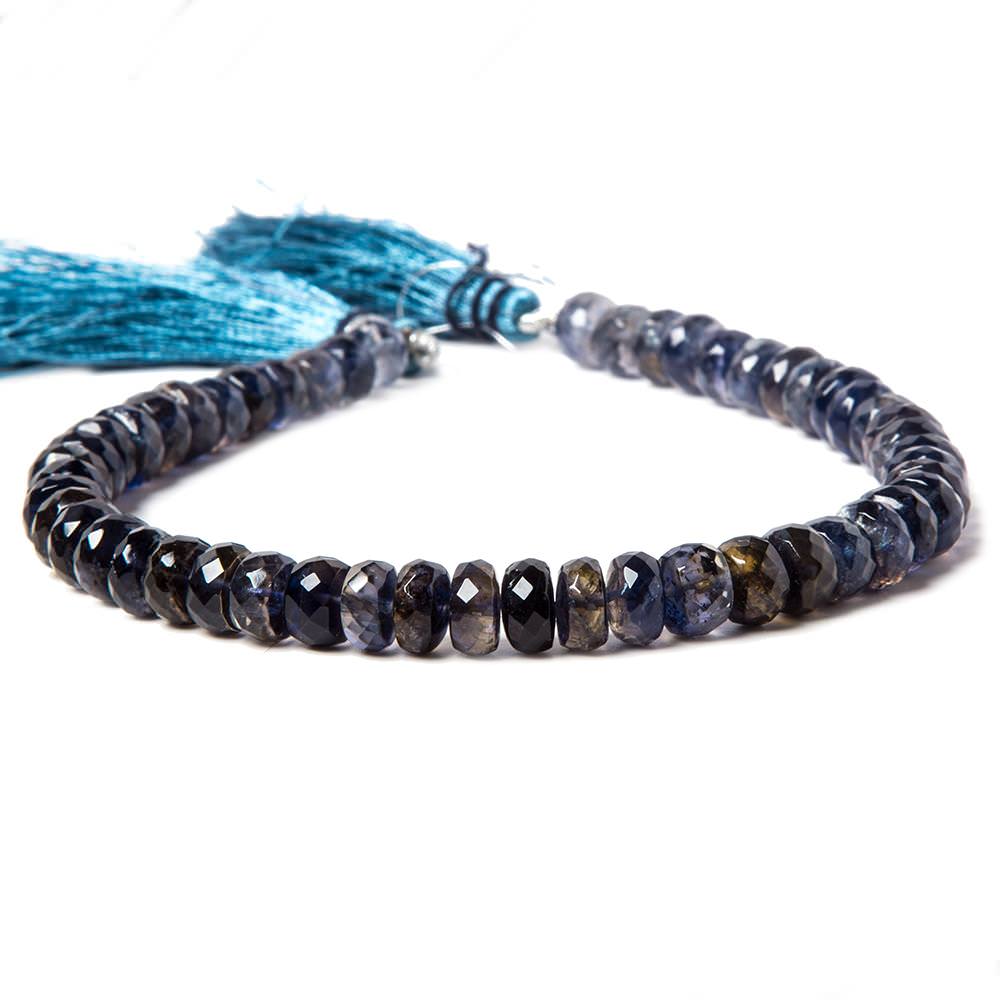 7mm Iolite faceted rondelle beads 9 inch 51 pieces - Beadsofcambay.com