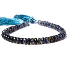 7mm Iolite faceted rondelle beads 9 inch 51 pieces - Beadsofcambay.com