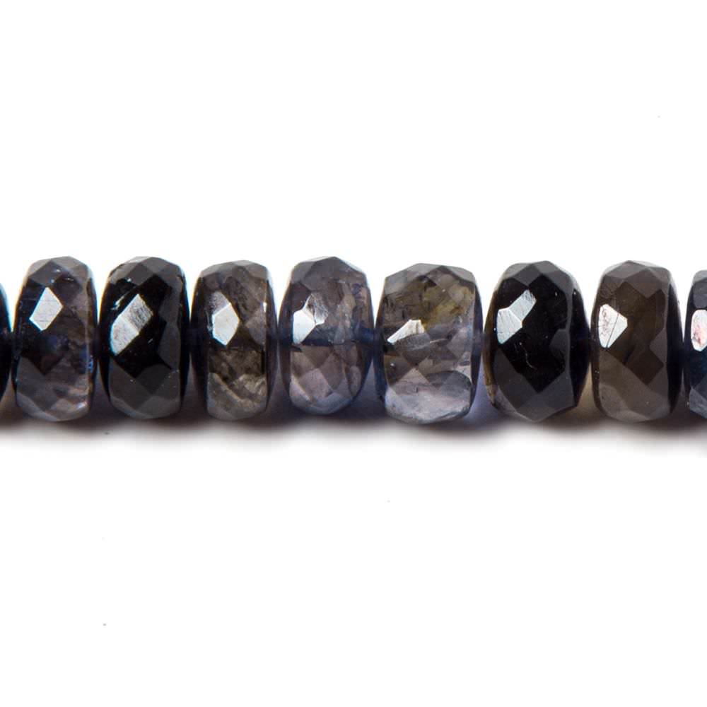 7mm Iolite faceted rondelle beads 9 inch 51 pieces - Beadsofcambay.com