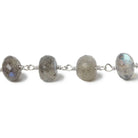 7mm Labradorite Beads Faceted Rondelle with Sterling Silver Chain by the foot - Beadsofcambay.com