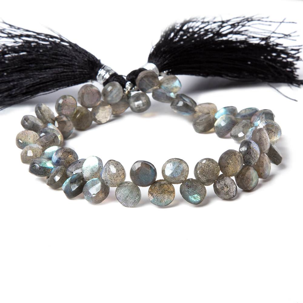 7mm Labradorite Faceted Coin Beads 8.5 inch 50 beads AA Grade - Beadsofcambay.com