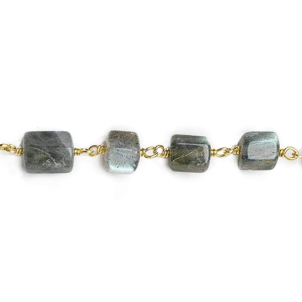 7mm Labradorite Hexagon Vermeil Chain by the foot 22 pieces - Beadsofcambay.com