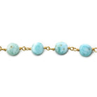 7mm Larimar plain coin Vermeil Chain by the foot - Beadsofcambay.com
