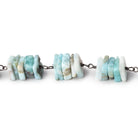 7mm Larimar Square Heshi Black Gold .925 Chain by the foot 95 pieces - Beadsofcambay.com