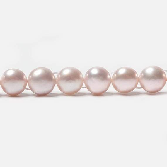 7mm Light Ice Pink Double Drilled Button Freshwater Pearls 15.5 inch 56 pcs - Beadsofcambay.com