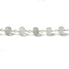 7mm Matte Prasiolite plain rondelle Silver plated Chain by the foot 28 pieces - Beadsofcambay.com