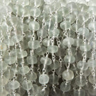 7mm Matte Prasiolite plain rondelle Silver plated Chain by the foot 28 pieces - Beadsofcambay.com