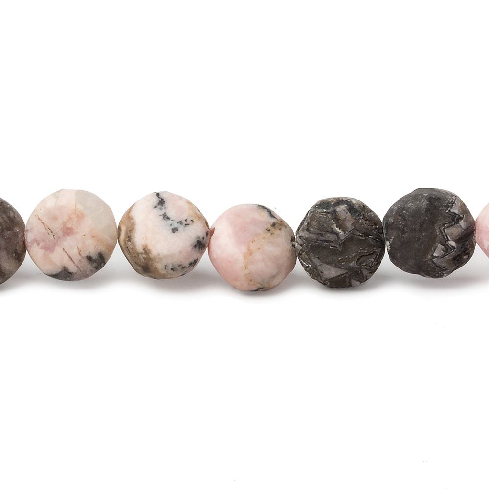 7mm Matte Rhodochrosite plain coin beads 7.5 inch 27 pieces - Beadsofcambay.com