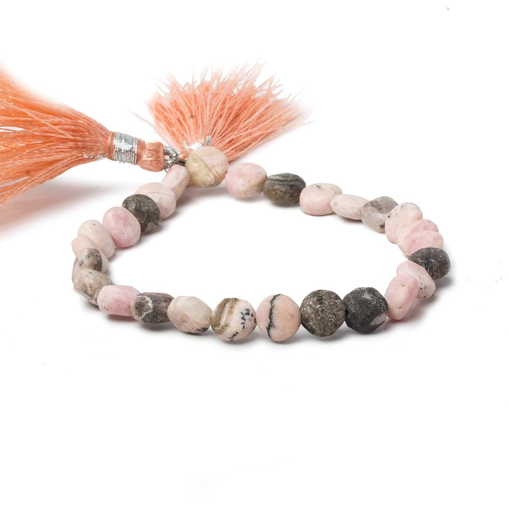 7mm Matte Rhodochrosite plain coin beads 7.5 inch 27 pieces - Beadsofcambay.com