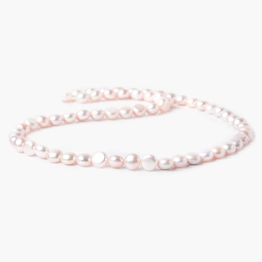 7mm Mauve Button Pearl, 15 inch - Beadsofcambay.com