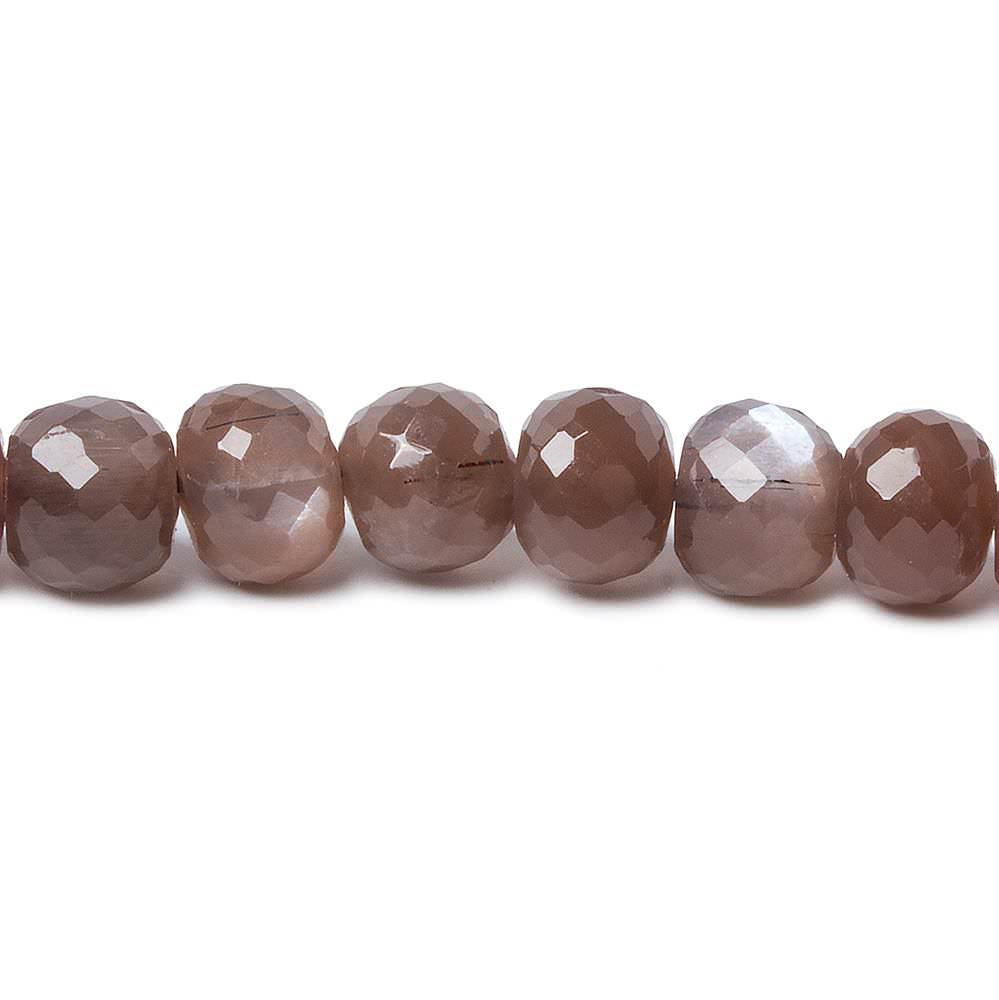 7mm Milk Chocolate Moonstone Micro-faceted rondelles 15 inch 67 beads - Beadsofcambay.com