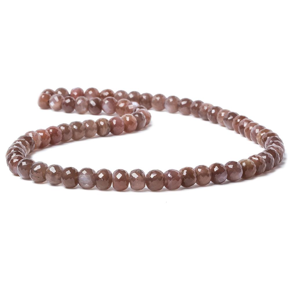 7mm Milk Chocolate Moonstone Micro-faceted rondelles 15 inch 67 beads - Beadsofcambay.com