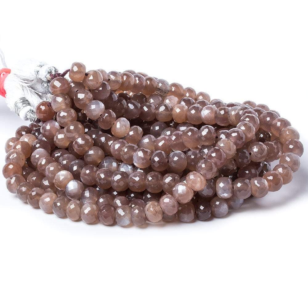 7mm Milk Chocolate Moonstone Micro-faceted rondelles 15 inch 67 beads - Beadsofcambay.com