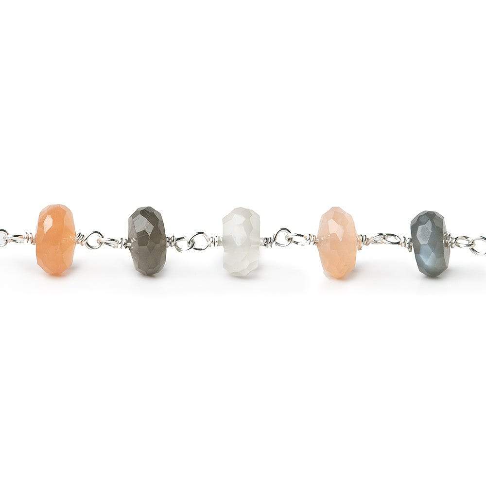 7mm Moonstone Sterling Silver Chain by the foot - Beadsofcambay.com