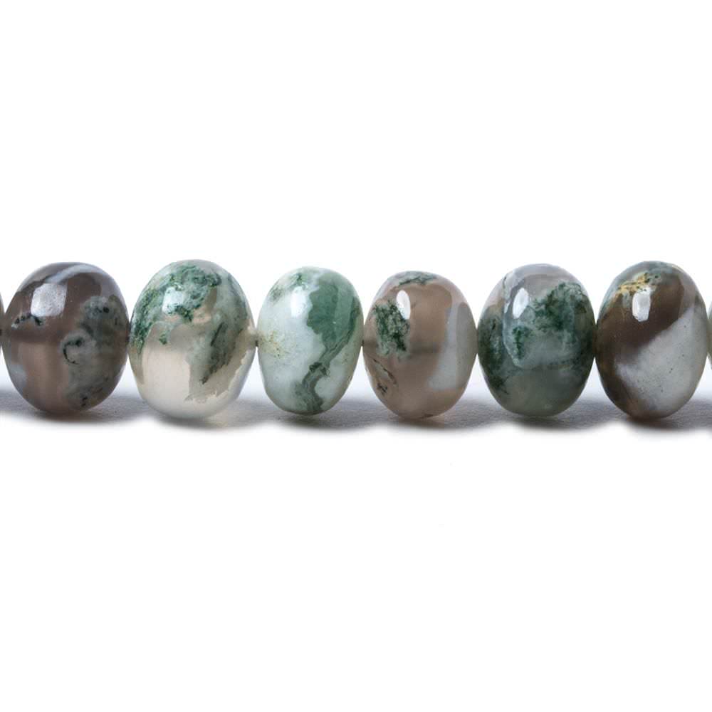 7mm Moss Agate Plain Rondelle Beads 16 inch 73 pieces - Beadsofcambay.com