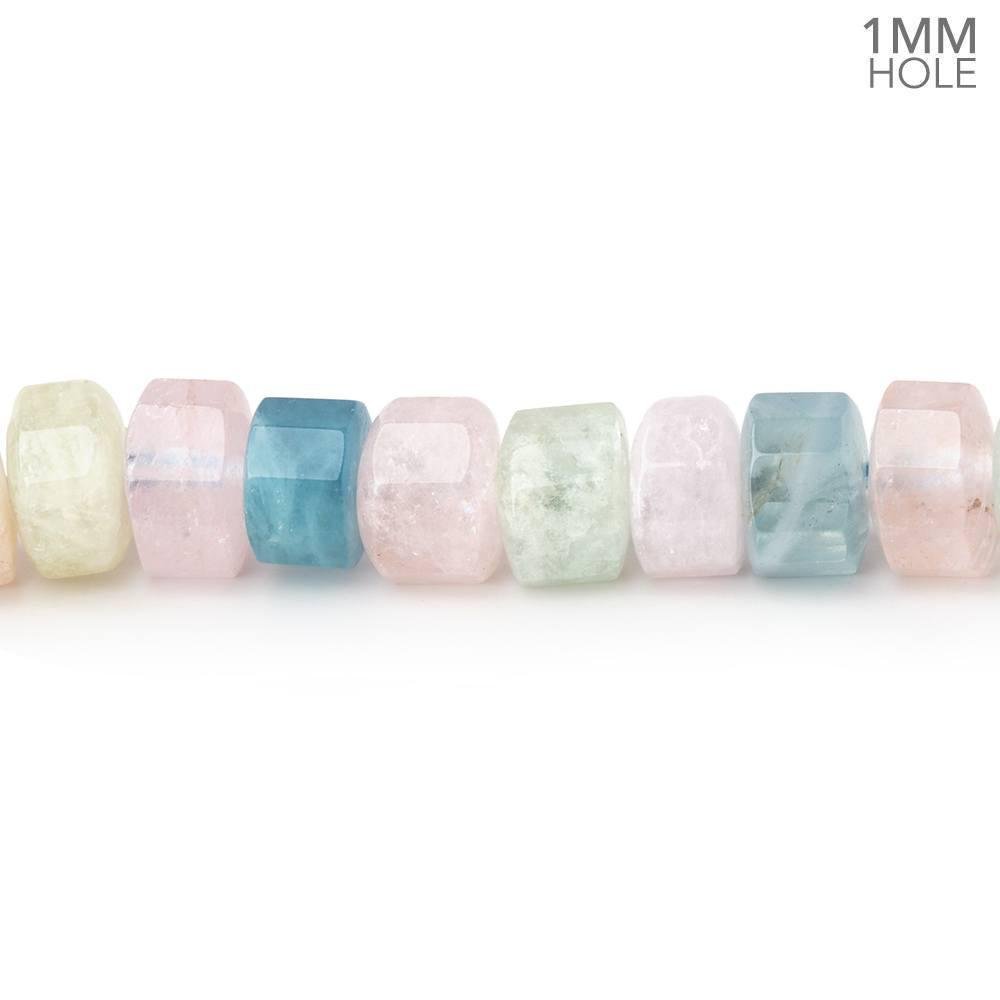 7mm Multi Beryl Hexagon Tube Beads 16 inch 88 pieces - Beadsofcambay.com