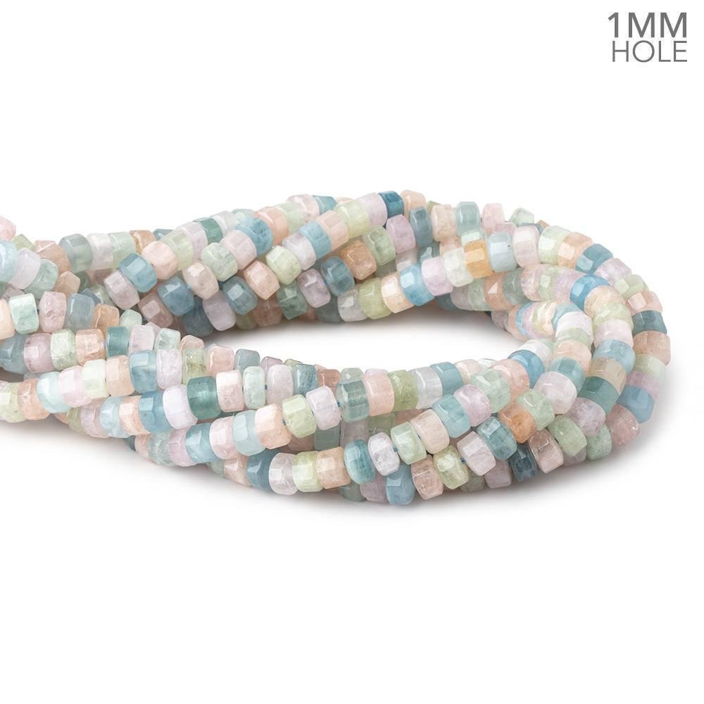 7mm Multi Beryl Hexagon Tube Beads 16 inch 88 pieces - Beadsofcambay.com