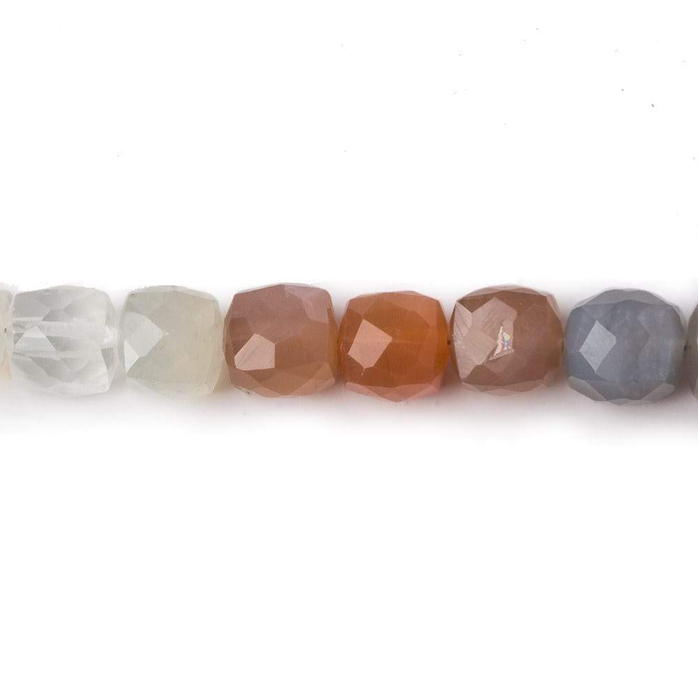 7mm Multi Color Moonstone Faceted Cube 8 inch 29 pcs - Beadsofcambay.com