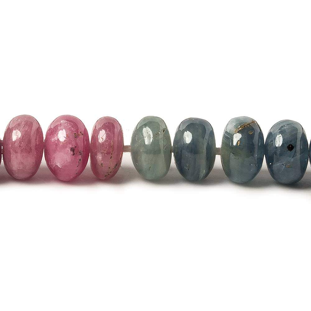 7mm Multi-colored Sapphire And Ruby Plain Rondelle 16 inch 88 pieces - Beadsofcambay.com