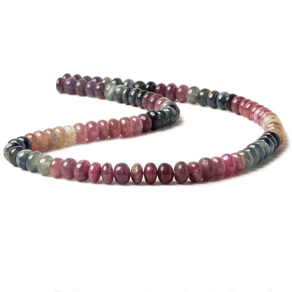 7mm Multi-colored Sapphire And Ruby Plain Rondelle 16 inch 88 pieces - Beadsofcambay.com