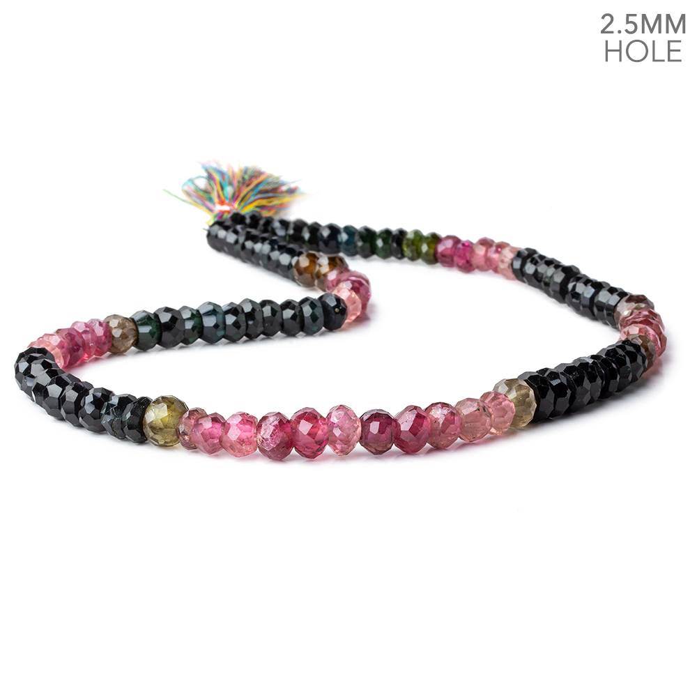 7mm Multi Tourmaline Large Hole Faceted Rondelle Beads 16 inch 99 piec