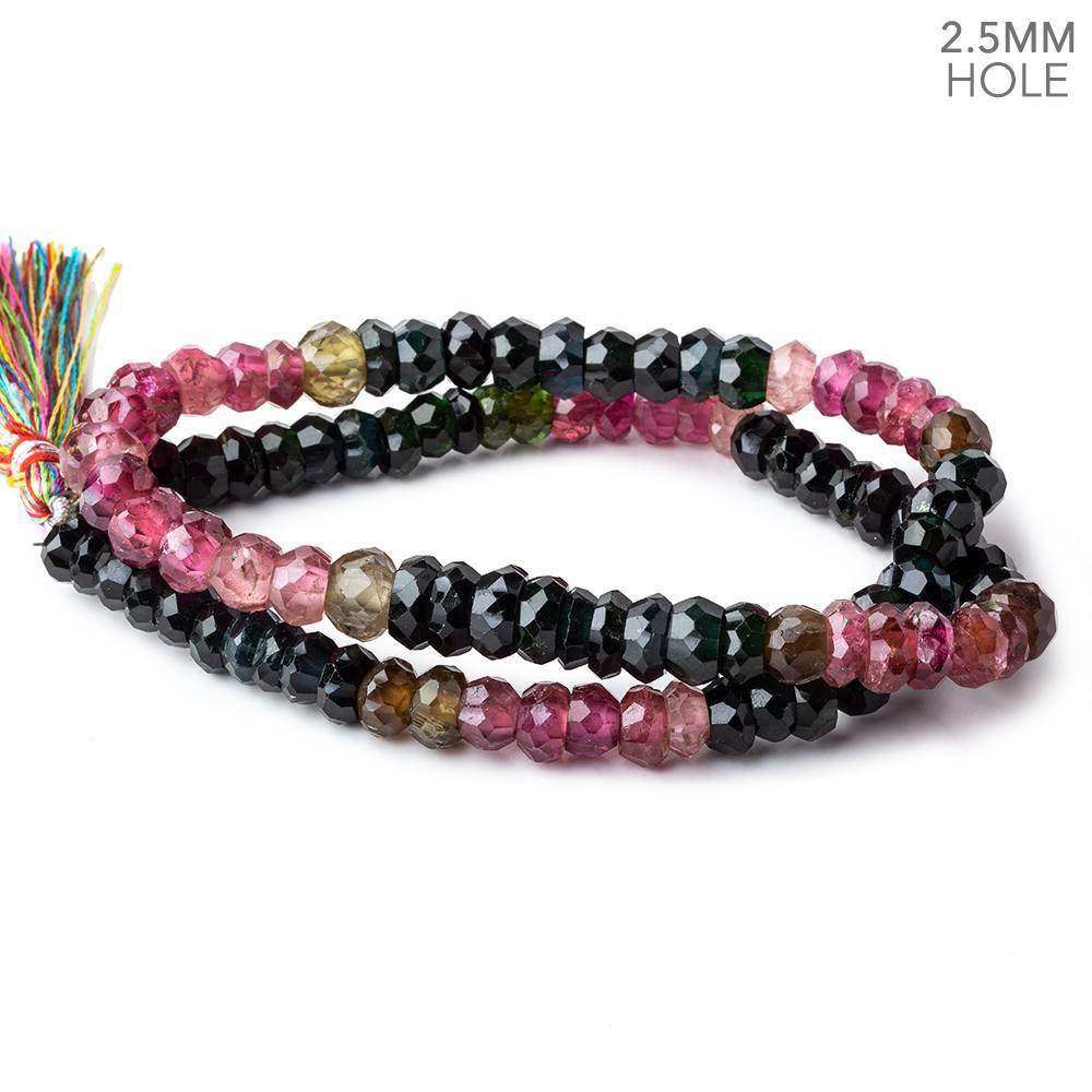 7mm Multi Tourmaline Large Hole Faceted Rondelle Beads 16 inch 99 pieces AAA - Beadsofcambay.com