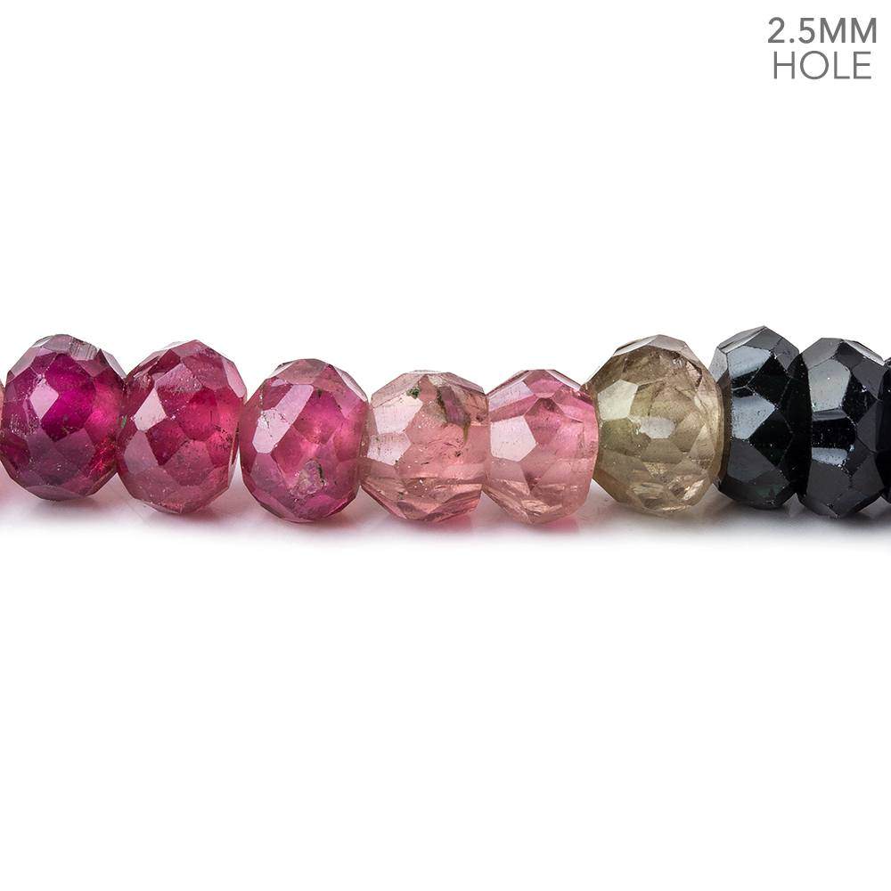 7mm Multi Tourmaline Large Hole Faceted Rondelle Beads 16 inch 99 pieces AAA - Beadsofcambay.com