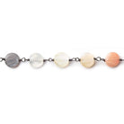 7mm MultiColor Moonstone coin Black Gold plated Chain by the foot 24 pieces - Beadsofcambay.com