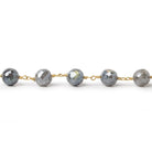 7mm Mystic Labradorite faceted round Gold plated Chain by the foot 22 pcs - Beadsofcambay.com