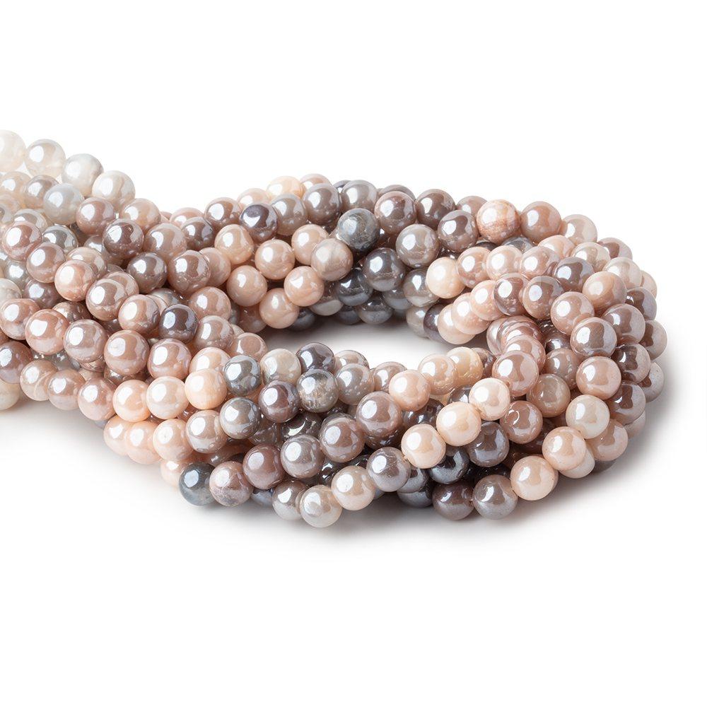 7mm Mystic Multi Color Moonstone Plain Round Beads 13 inch 46 pieces - Beadsofcambay.com