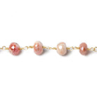 7mm Mystic Multi Gem faceted rondelle Gold Chain by the foot 26 beads - Beadsofcambay.com