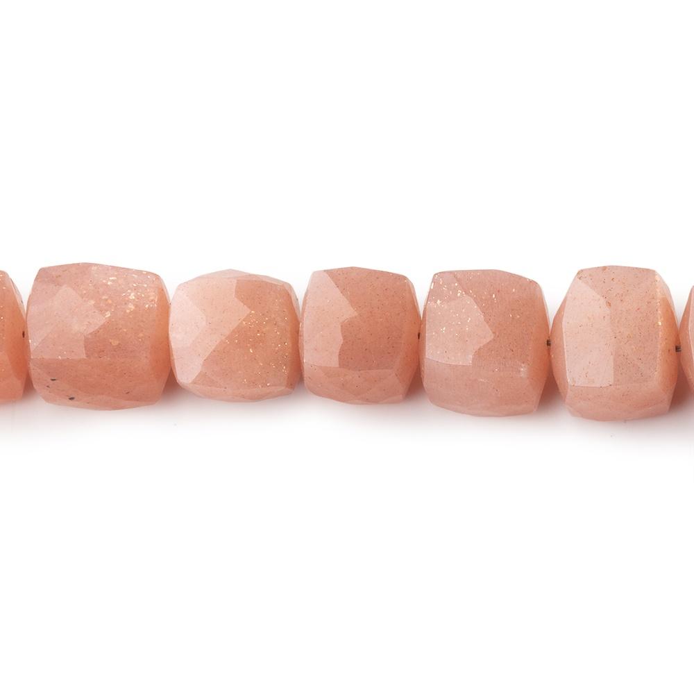 7mm Peach Moonstone Faceted Cube Beads 8 inch 28 pieces A - Beadsofcambay.com