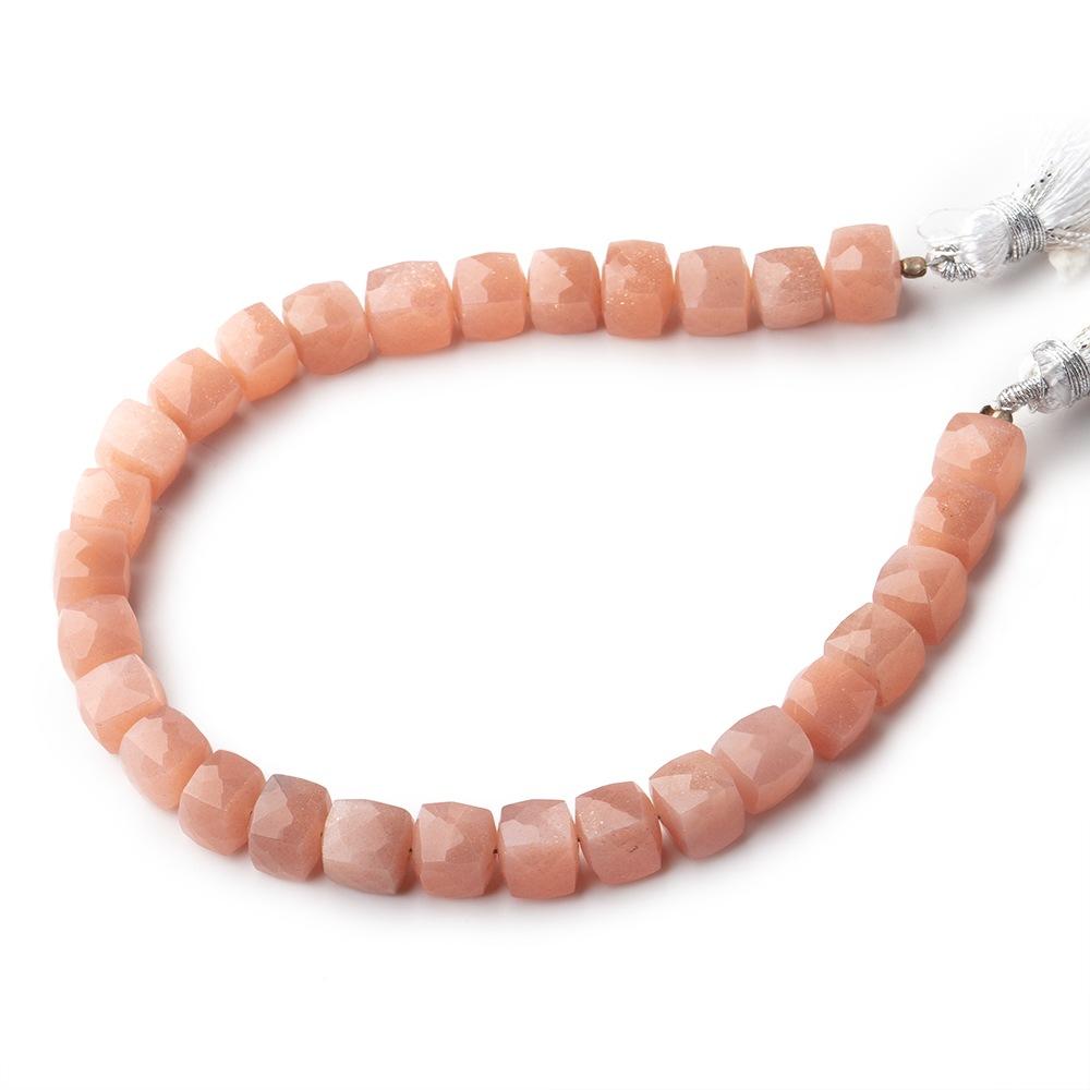 7mm Peach Moonstone Faceted Cube Beads 8 inch 28 pieces A - Beadsofcambay.com