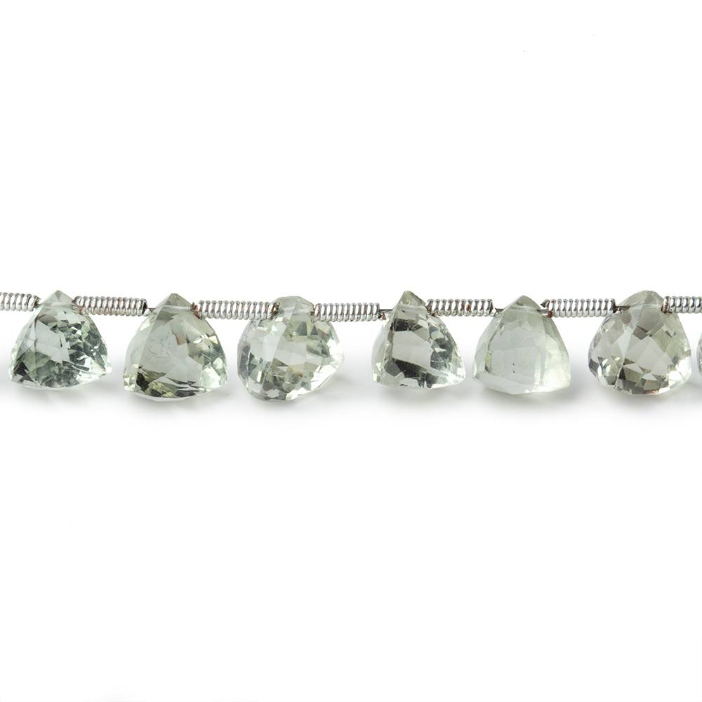 7mm Prasiolite Top Drilled Faceted Trillion Beads 8 inch 24 pieces - Beadsofcambay.com