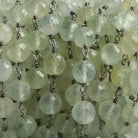 7mm Prehnite faceted round Black Gold .925 Silver Chain by the foot 24 pieces - Beadsofcambay.com