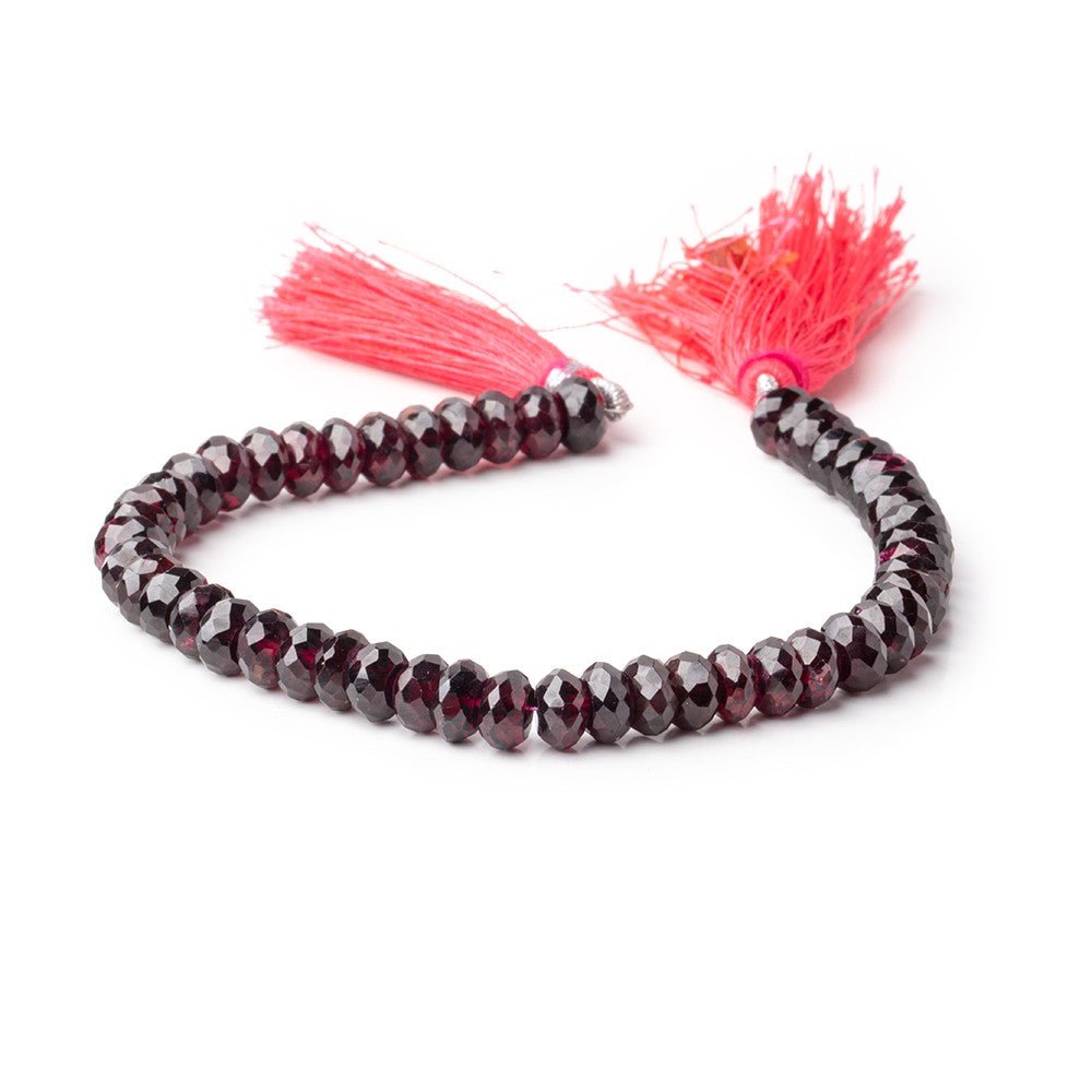 7mm Rhodolite Garnet Faceted Rondelle Beads 7.75 inch 50 pieces - Beadsofcambay.com