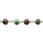7mm Ruby in Zoisite plain coin Vermeil Chain by the foot - Beadsofcambay.com