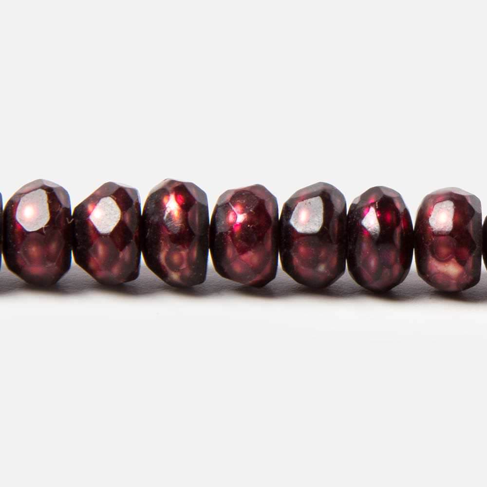 7mm Ruby Red faceted button center drill freshwater Pearls 16 inch 91 pieces - Beadsofcambay.com